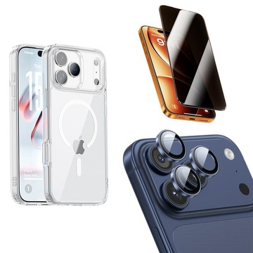 innostyle 【三件組】iPhone 18 Pro/17Pro 磁吸防摔手機殼+合金鏡頭貼+防窺鋼化玻璃膜