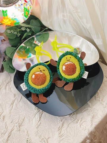牛油果 雙面毛毛鏡吊飾 俄羅斯刺繡 戳戳繡 掛件 鏡子 材料包 DIY