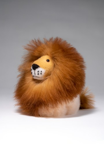 秘魯工匠手工天然羊駝毛獅子娃娃-淺棕駝-20cm