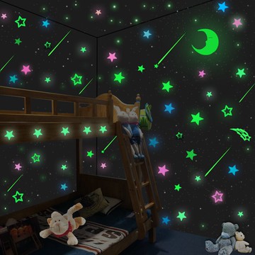 立體墻貼夜光星星裝飾品臥室墻畫公主房小女孩男孩兒童房間貼紙