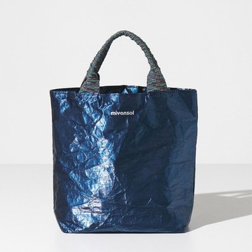 Miyansol 輕量皺皺迷你托特包(附背帶)-藍莓派 可斜背可手提