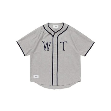 Wtaps SS25 League / Ss / Cotton. Twill Gray 灰色 短袖 棒球襯衫 251TQDT-SHM09