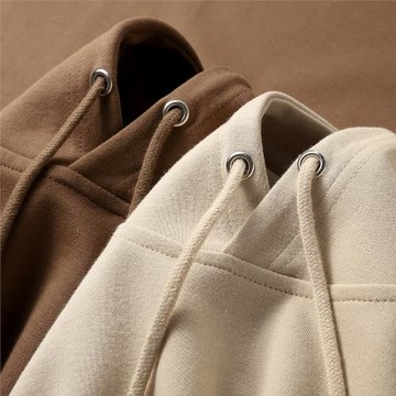 大地色系300g重磅咖啡色美式復古連帽衛衣女深棕色慵懶風帽衫男秋