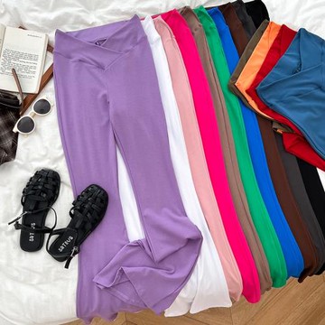 歐美風時尚百搭v型低腰顯瘦喇叭褲休閑褲直筒褲健身褲瑜伽褲女