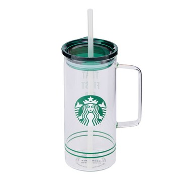 STARBUCKS 女神把手玻璃TOGO冷水杯
