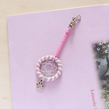 喵來了丨 Handmade 禮物 編織 捕夢網吊飾 包包吊飾-花漾粉