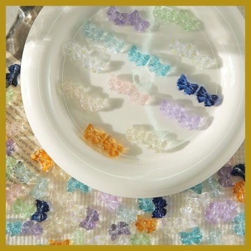 10x14mm彩色蝴蝶結透明琉璃珠 DIY手工手串項鏈散珠 飾品材料批髮 串珠 串珠材料 串珠材料包 珠珠材料 手串材料