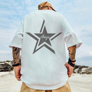 高街潮牌寬松T恤胖子短袖男加肥加大五分袖純棉國潮大碼男裝夏季