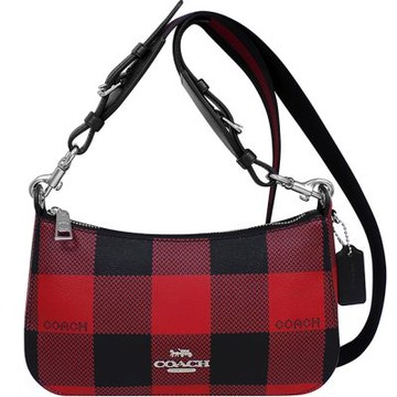 COACH 紅色格紋PVC 斜背包