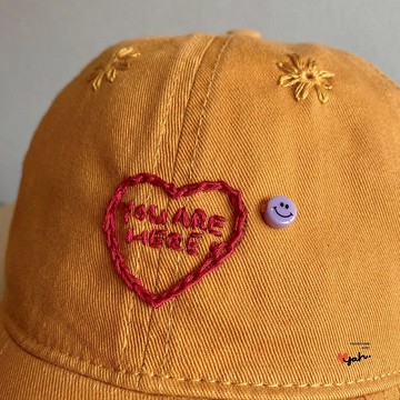 手工刺繡軟頂棒球帽 (芥末黃色)