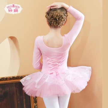 舞蹈服兒童女秋冬季女童芭蕾舞裙長袖少兒考級跳舞裙幼兒園練功服
