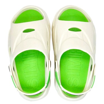 bebehome 厚底撞色運動休閒兩用洞洞鞋 - EVA材質 男女中性流行款  23cm  白色綠底