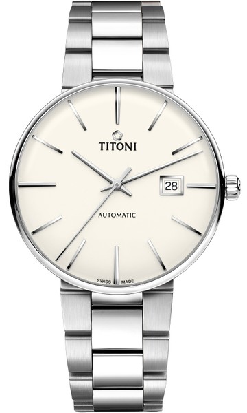 TITONI 梅花錶 空中霸王系列 機械男腕錶(83627S-606)-42mm-米色面鋼帶【刷卡回饋 分期0利率】【APP下單點數13倍送】