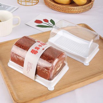 烘焙西點蛋卷拱形透明蛋糕盒莓果卡麗瑞士卷吸塑西點盒1200套/箱