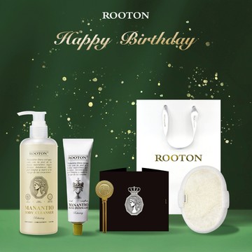 快速出貨【ROOTON】限量好禮 🎁生日快樂！淨粹植潤沐浴膠300ml+淨粹植潤護手霜50ml+赫柏之鑰擠膏器+沐浴巾+燙金禮袋(金牛座生日禮物)