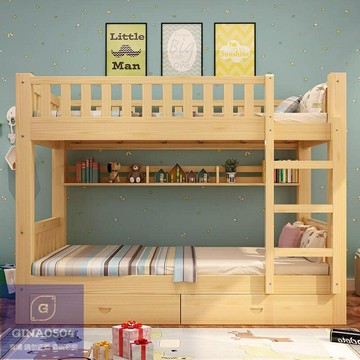 全實木高低床上下床雙層床成年上下鋪木床兩層床