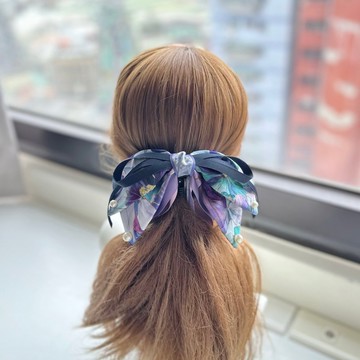 拼接棉布蝴蝶結鯊魚夾抓夾相交夾髮夾髮飾頭飾-酒精畫感紫色