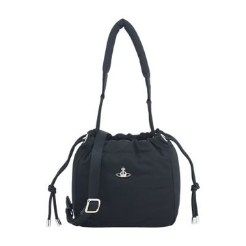 Vivienne Westwood 經典logo尼龍束口兩用水桶包-小/黑