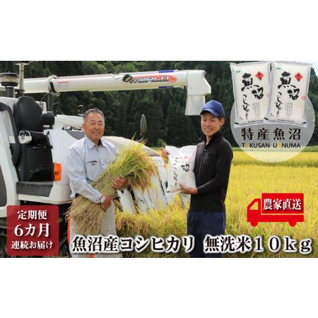 ふるさと納税 農家直送！ 魚沼産 コシヒカリ 無洗米 10kg （ 5kg × ） 6か月 連続お届け （ 米 定期便 6ヶ月 こしひかり お米 こめ コメ .. 新潟県魚沼市