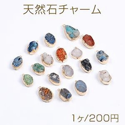天然石チャーム ドゥルージーアゲート オーバル カラーミックス（1ヶ）