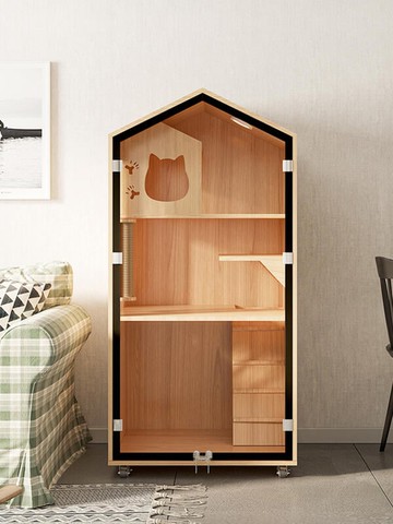 ??熱賣款??vipcats貓籠別墅實木貓櫃豪華三層超大自由空間貓屋爬架貓展櫃子