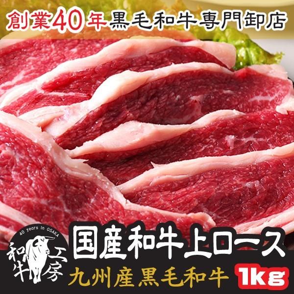 お歳暮 ロース 肉 ホルモン セット 九州産 黒毛和牛 上ロース 500ｇ×2パック 計1キロ 送料無料 