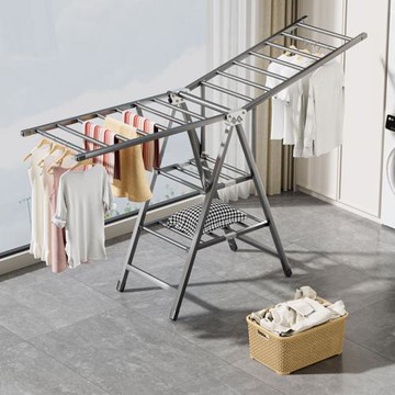 晾衣架落地折疊室內陽臺曬被子加厚碳鋼臥室涼曬衣架家用晾衣桿