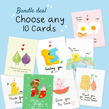 選擇任意10張賀卡, 可愛賀卡