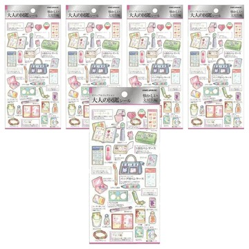 KAMIO 大人的圖鑑貼紙 成人繪本貼紙 懷舊文具 5個1組  1組