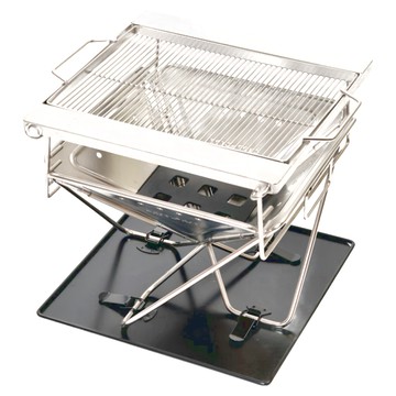 TOP&TOP 三段高度可調不鏽鋼焚火台 特大PRO款 食品級304不鏽鋼烤網 頂級不鏽鋼支架 收納時52x52x10cm  45 x 45 x 43cm  1個