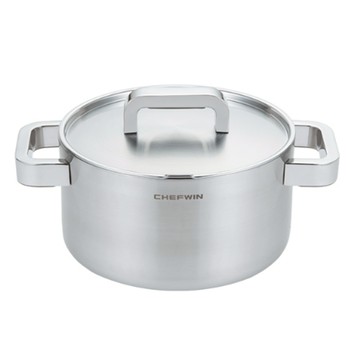 Chefwin 電磁爐 316不鏽鋼 3.5mm 全5層 雙耳鍋  20cm  銀色  1組