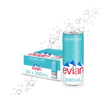 evian 【依雲公司貨】氣泡礦泉水(鋁罐330mL/24入)