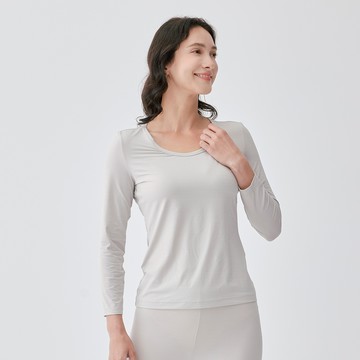 石墨烯恆溫女版圓領內搭衣褲組｜石灰色 #R20082 #T00192