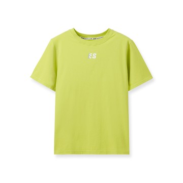 反光LOGO圓領印花純棉T恤(青綠)-男