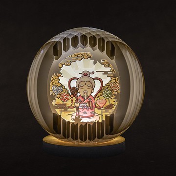 光影紙雕夜燈-月下老人大型夜燈款