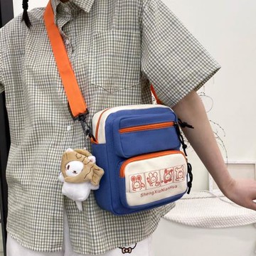 可愛帆布小包包女2023新款潮日系ins百搭港風復古學生單肩斜挎包