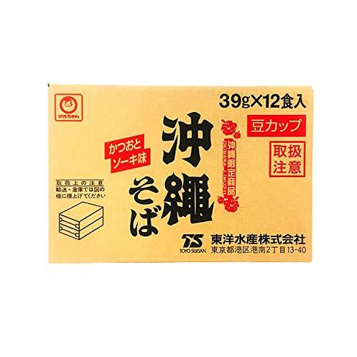 東洋水産 マルちゃん 沖縄そば 豆カップ かつおとソーキ味 1ケース (39g×12個入） 沖縄限定
