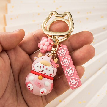 牛年鑰匙扣掛件創意個性汽車鏈鎖匙圈環網紅情侶一對簡約掛飾