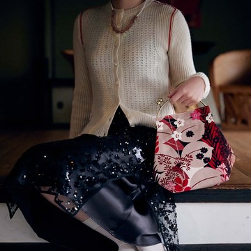 Benly 口金包（大） ─ 植物園 附可調節 2cm 寬合成皮革側揹帶【日本製】