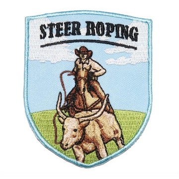 DIY刺繡徽章 牛仔抓小牛 STEER ROPING 地標電繡徽章 胸章 立體繡貼 裝飾貼 繡片貼 燙布貼紙 _廠商直送