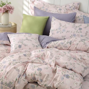 【馨眠Kim Gu Living】100%精梳棉四件式兩用被床包組-恬靜_粉(雙人)