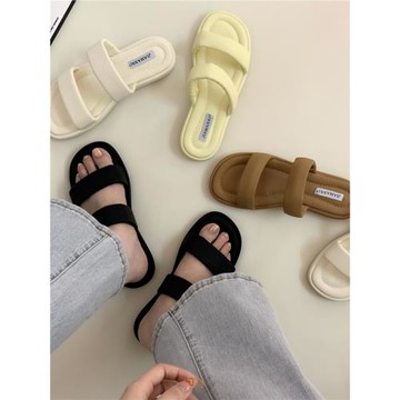 厚底休閑軟底踩屎感一字涼拖鞋女鞋子外穿2025年新款夏季簡約涼鞋