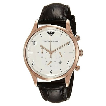 EMPORIO ARMANI 亞曼尼 AR1916 男士計時皮帶腕錶 白面 43mm｜樂天全館特惠中★指定刷卡回饋10%