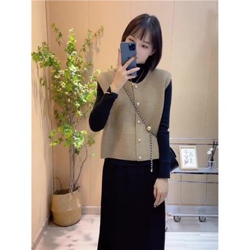 針織馬甲背心外套女春秋2025新款氣質小香風百搭寬松顯瘦上衣開衫