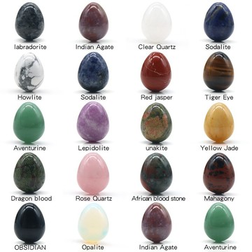 KS--1431-Egg shaped 20mm水晶瑪瑙石頭迷你小雞蛋 淘礦鳥蛋復活節彩