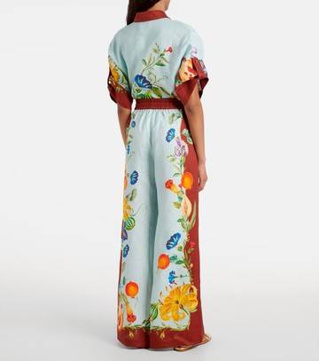 Alémais Dahlia floral linen wide-leg pants