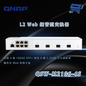 昌運監視器 QNAP 威聯通 QSW-M2106-4S L2 Web 網管型交換器