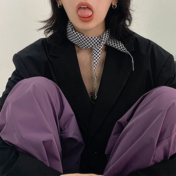 不會太乖 復古棋盤格俏皮多用途小圍巾