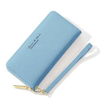 【Sp house】好心情繽紛糖果藍拉鍊手拿包長夾(藍色)