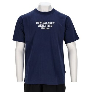 New Balance 男款 深藍色 純棉 圓領 撞色 文字 運動 休閒 上衣 短袖 MT51526NNY